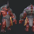 Fantasy Mythical Creature Design With Muscular Build Horned Head And Glowing Gem