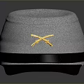 Gray Daily Life Hat With Black Brim Yellow Cross Decoration And Gold Button