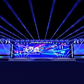 2023 China Economic Person of the Year Awards Ceremony Stage with Blue Lighting Backdrop