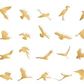 Collection of Golden Flying Animals Silhouettes in Various Poses and Styles