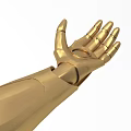 Ornamental Decorative Set Featuring Golden Armored Mechanical Arm with Palm Up Design