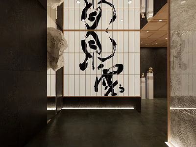 Modern Entryway Interior Design With Entryway Cabinet Side Cabinet And Decorative Wall Art 3d model