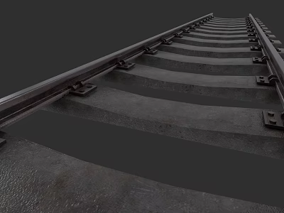 Train Railway Tracks Stretching Long Perspective View With Metal Rails And Sleepers 3d model