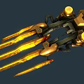 Golden Mechanical Sci Fi Weapon With Glowing Blades And Robotic Structure