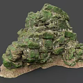 Green Mossy Wood Stone Stacked Rock Formation for Natural Garden Decor