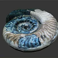 Unique Spiral Shaped Wood And Stone Decorative Art Piece With Blue White Beige Colors