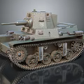 Vintage Military Green Tank With Tracks Turret And Detailed Cannon Side View