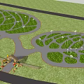 Tranquil Garden Landscape With Wooden Arched Gateway Lush Trees Colorful Flowers And Pathway