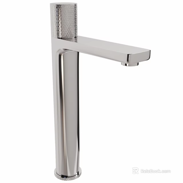 Modern Polished Chrome Bathroom Faucet with Mesh Filter and Sleek Spout 3d model 
