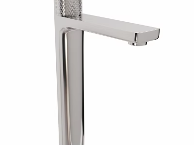 Modern Polished Chrome Bathroom Faucet with Mesh Filter and Sleek Spout 3d model
