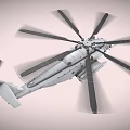 Military Gray Helicopter With Multi Rotor System And Detailed Fuselage Design