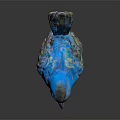 Blue Bird Sculpture With Detailed Feathers Standing On Natural Stone Base