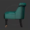Turquoise Velvet Single Seater Sofa With Tufted Design And Roll Arms On Casters