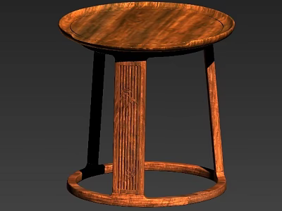 Elegant Decorative Cabinet with Wooden Round Top and Carved Vertical Patterns for Home Decor 3d model