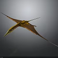 Flying Orange Pterosaur With Long Beak Long Tail And Extended Wings In Prehistoric Sky