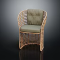 Wicker Leisure Chair with Gray Cushion and Comfortable Backrest Modern Minimalist Design for Home Decor