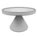 Modern Minimalist Black Round Coffee Table With Conical Base Design 3d model
