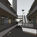 Modern Commercial Complex Shopping Mall Exterior With Glass Facade And Pedestrian Area