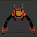 Red Robot Game Movie Character With Transparent Helmet And Mechanical Wheel Structure