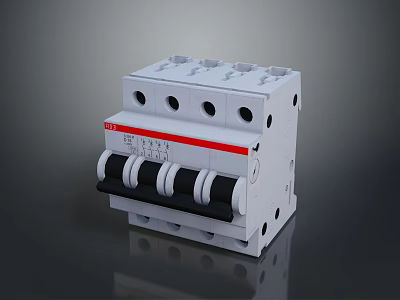 White Industrial Electrical Circuit Breaker With Black Switches Red Label And Multiple Installation Ports 3d model