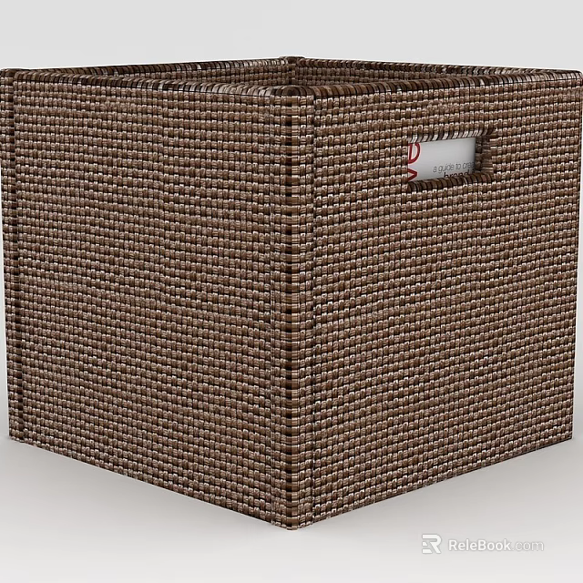 Brown Woven Storage Basket with Label Window for Home Organization Needs 3d model 