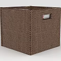 Brown Woven Storage Basket with Label Window for Home Organization Needs 3d model