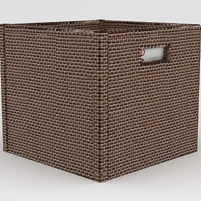 Brown Woven Storage Basket with Label Window for Home Organization Needs 3d model