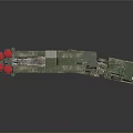 Military Vehicle Transporting Large Cylindrical Launchers With Red Top Sections