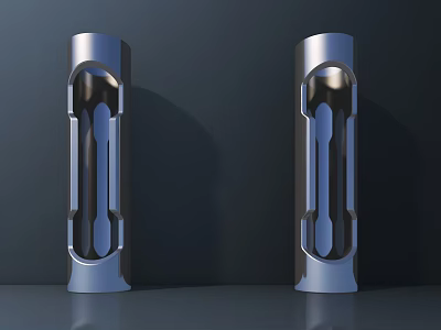 Two Modern Silver Table Lamps With Sleek Metallic Design And Contemporary Style 3d model