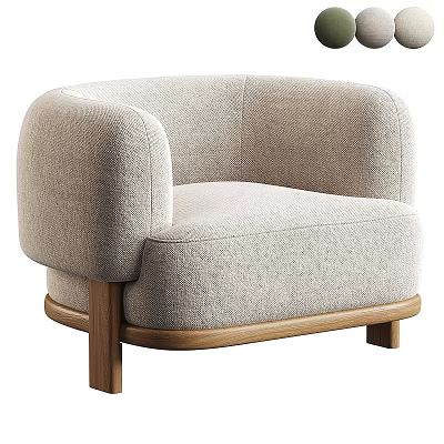Modern Minimalist Accent Chair With Soft Fabric Upholstery Wooden Legs And Curved Armrests 3d model