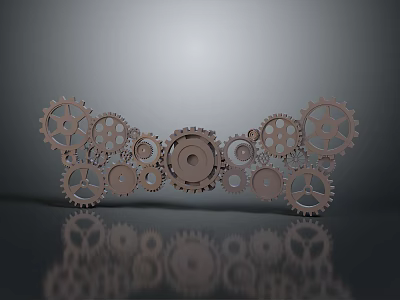 Assorted Metal Hardware Tools Gears With Mechanical Design And Different Sizes 3d model