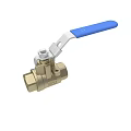 Brass Ball Valve With Blue Handle And Silver Metal Lever Components