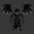Fantasy Armored Creature With Metallic Wings And Detailed Dark Armor Design