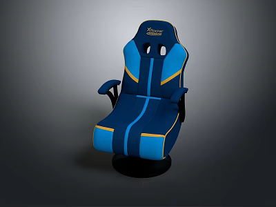Blue and Yellow Modern Gaming Chair with Ergonomic Design Reclining Backrest and Armrests 3d model