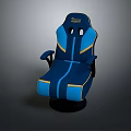 Blue and Yellow Modern Gaming Chair with Ergonomic Design Reclining Backrest and Armrests