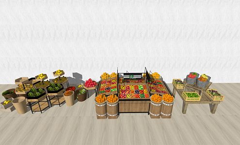 Modern Shelf Fruit and Vegetable Shelf Supermarket Shelf Fruit and Vegetable 3d model