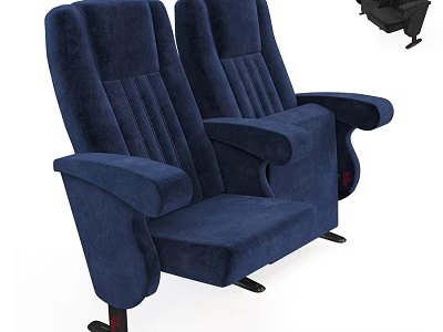 Comfortable Blue Velvet Leisure Chairs With Armrests For Home Theater Seating 3d model
