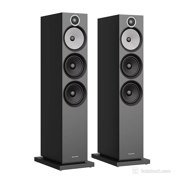 High Quality Black Floor Standing Speakers With Multiple Circular Drivers And Sleek Modern Design 3d model 