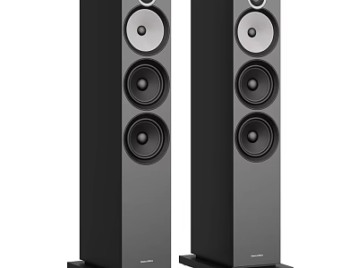 High Quality Black Floor Standing Speakers With Multiple Circular Drivers And Sleek Modern Design 3d model