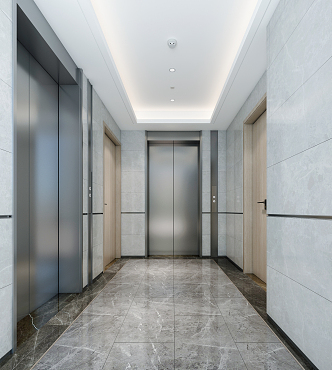 modern elevator hall 3d model