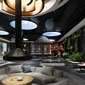 Modern SPA Sauna Interior With Indoor Pool Marble Walls Green Plants And Comfortable Seating