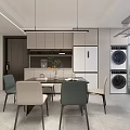 Bright Modern Living And Dining Room Interior With Full TV Wall And Round Coffee Tables