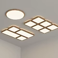 Modern Interior Ceiling Lights With Round And Square Wooden Frame White Light 3d model