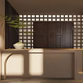Minimalist Foyer Hallway Design With Arched Doorway Sofa And Artwork
