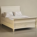 White Double Bed With Upholstered Headboard And Two Pillows In Elegant Design 3d model