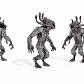 Monster Sculpture Carving Three Different Angles With Detailed Texture Fantasy Style Artwork Design