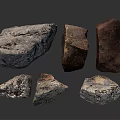 Various Natural Stone And Wood Pieces With Distinct Textures And Shapes