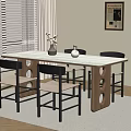 Modern Wooden Dining Table Set With Four Chairs Round Cutout Design And Window View