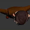 Cartoon Character In Brown Suit With Red Tie Red Shoes Dark Hair And Exaggerated Expression