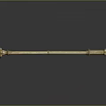 Golden Decorative Staff With Intricate Top Bottom Designs On Dark Reflective Background